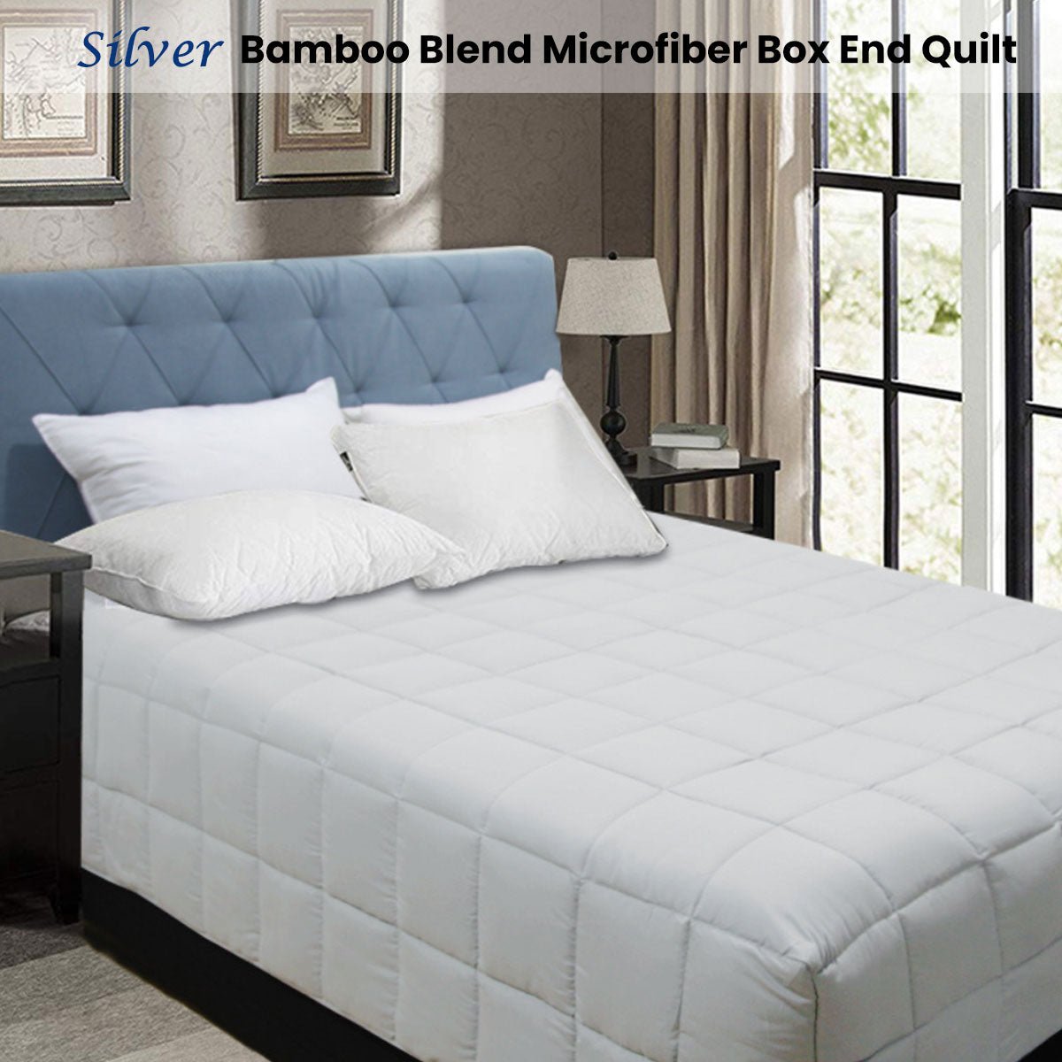 Bamboo Blend Microfiber Box End Quilt Silver Double - Home & Garden > Bathroom Accessories - Bedzy Australia