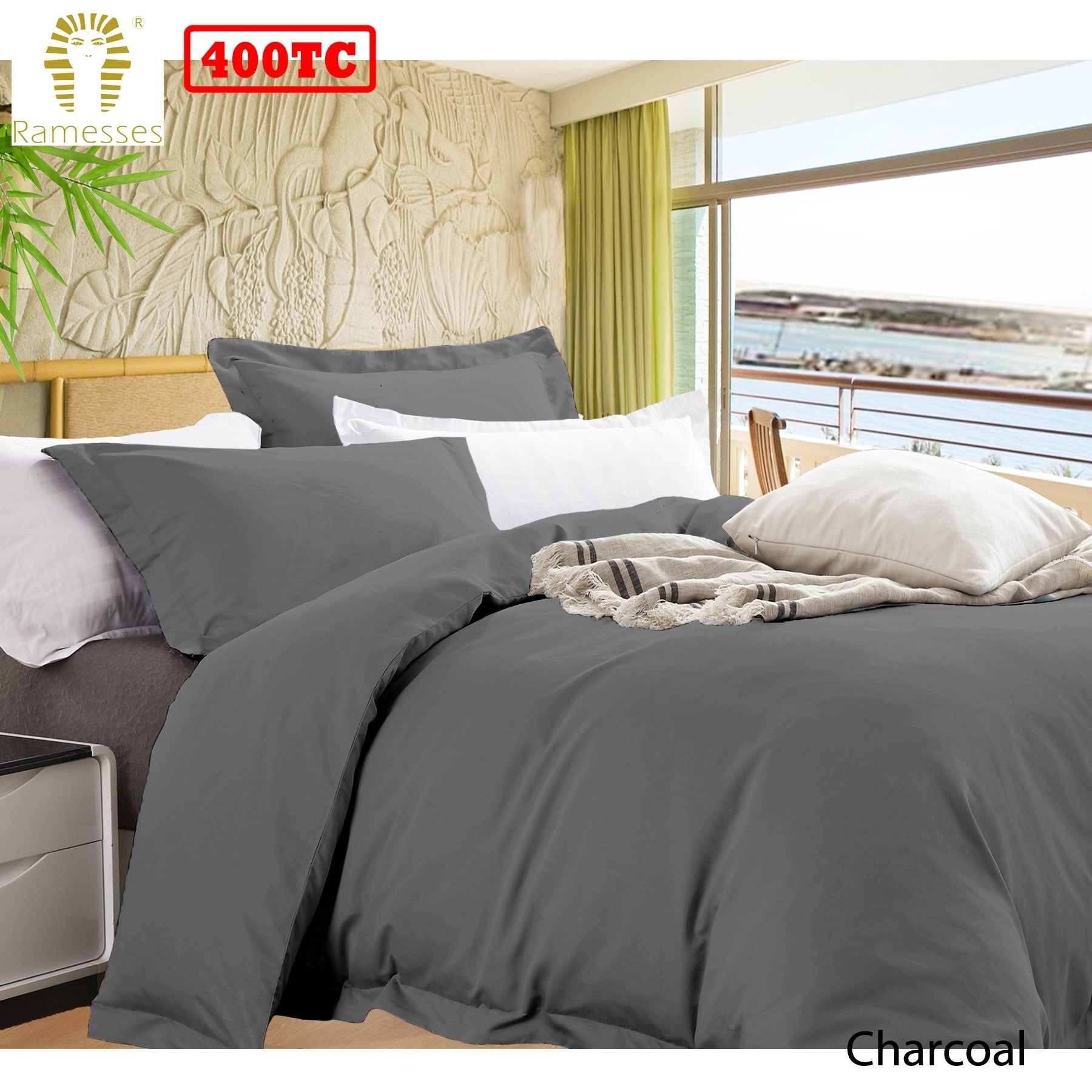 Bamboo Cotton Quilt Cover Set Charcoal Queen - Home & Garden > Bedding - Bedzy Australia