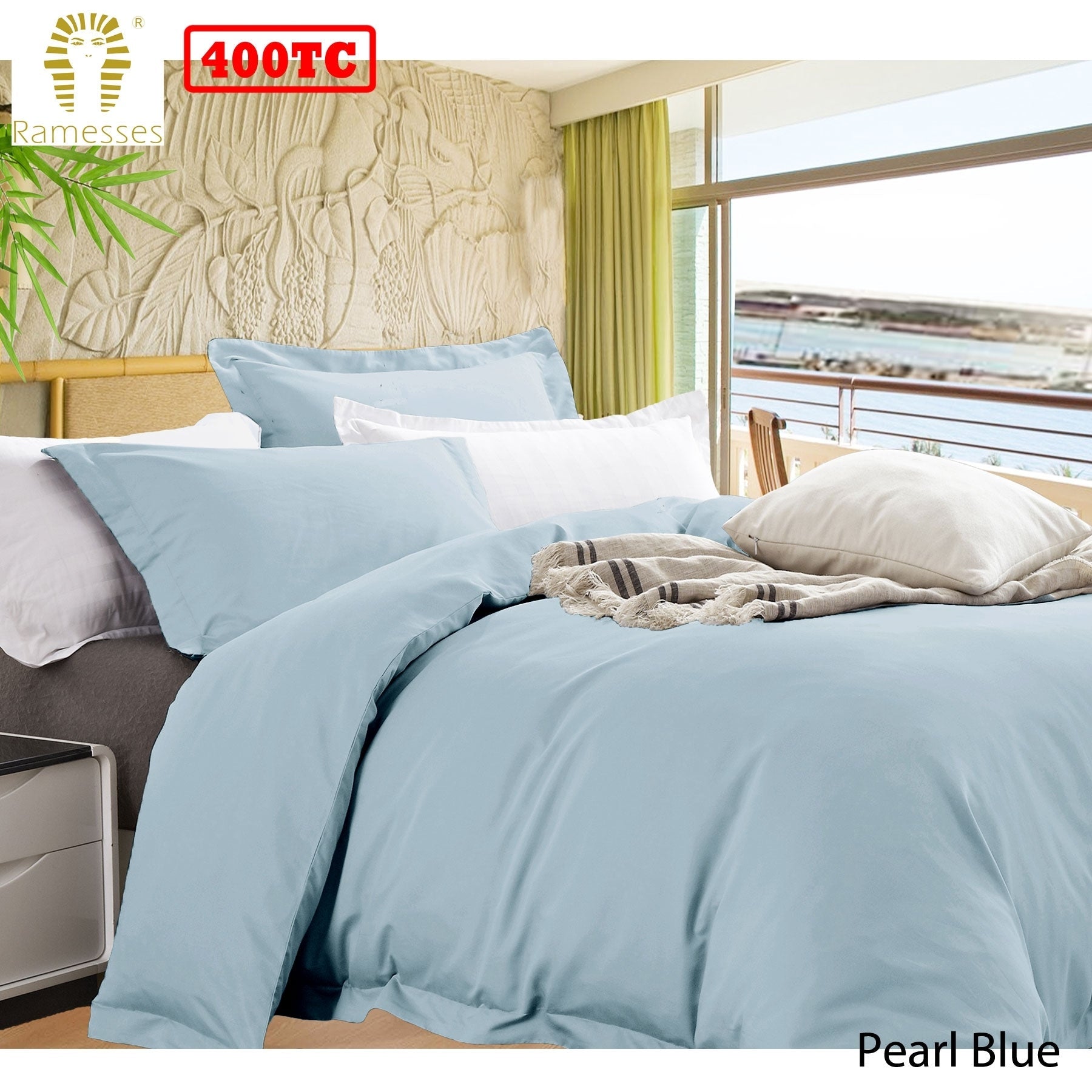 Bamboo Cotton Quilt Cover Set Pearl Blue Queen - Home & Garden > Bedding - Bedzy Australia