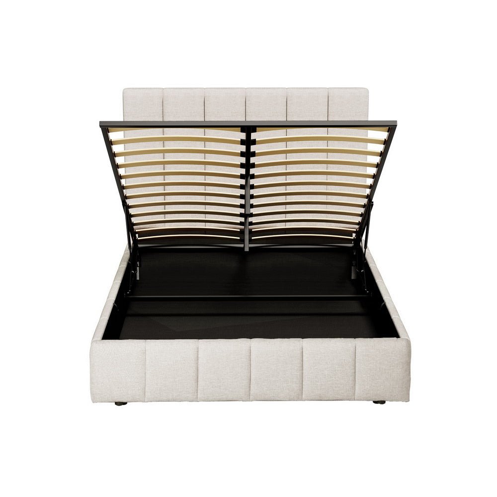 Double Package | Aldinga Bed Frame Beige & Bonita Pillow Top Mattress (Medium Firm)