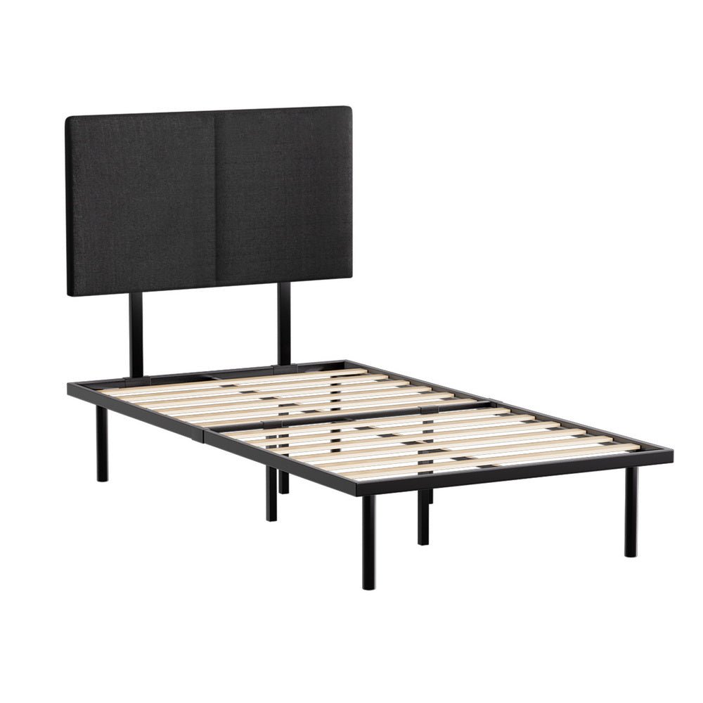 King Single Package | Norwood Modern Bed Frame Black & Bonita Euro Top Mattress (Medium Firm)