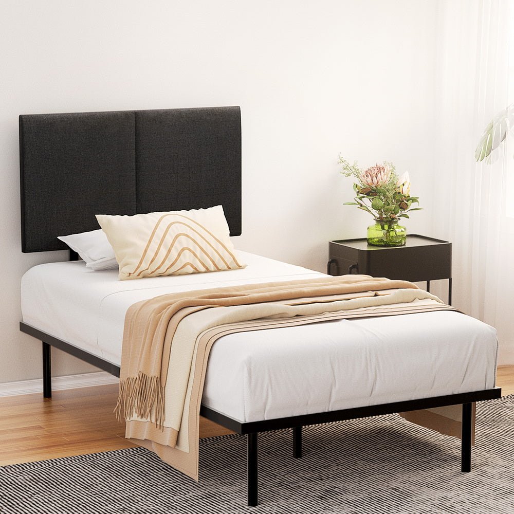 King Single Package | Norwood Modern Bed Frame Black & Bonita Euro Top Mattress (Medium Firm)