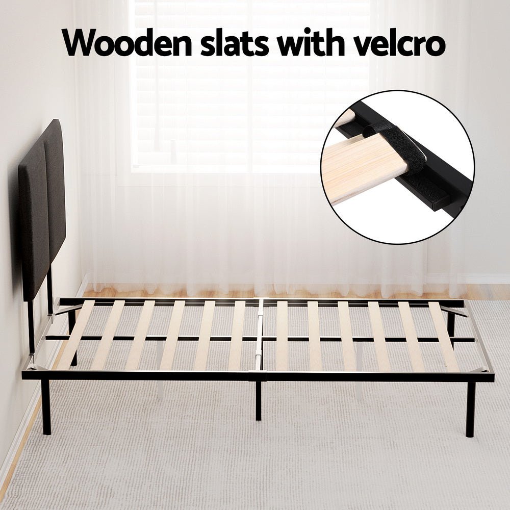 King Single Package | Norwood Modern Bed Frame Black & Bonita Euro Top Mattress (Medium Firm)