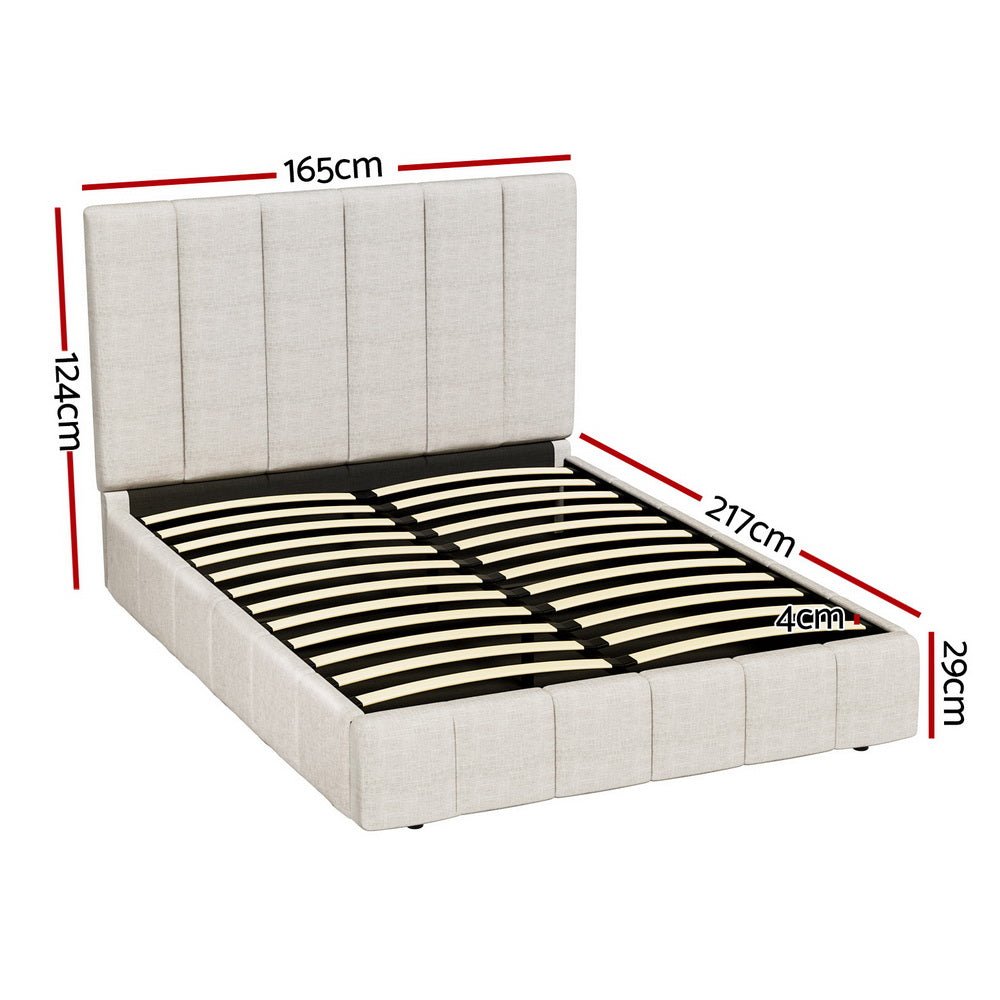 Queen Package | Aldinga Bed Frame Beige & Bonita Pillow Top Mattress (Medium Firm)