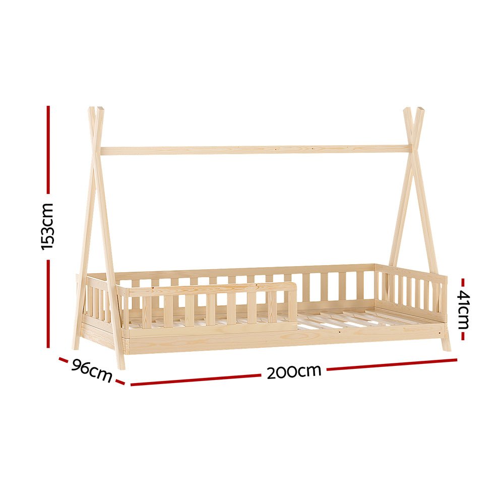 Bed Frame Wooden Kids House Frames Oak PUAH - Furniture > Living Room - Bedzy Australia