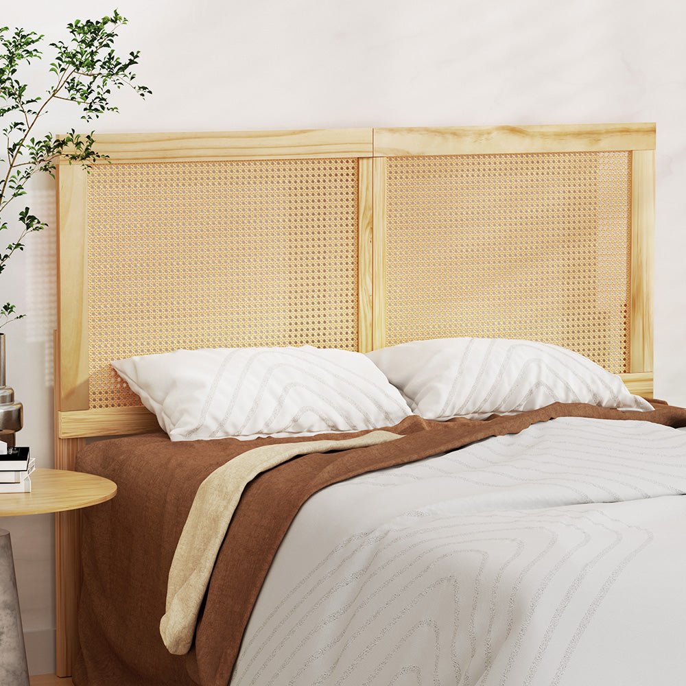 Bed Head Double Size Rattan - RIBO Pine - Furniture > Bedroom - Bedzy Australia