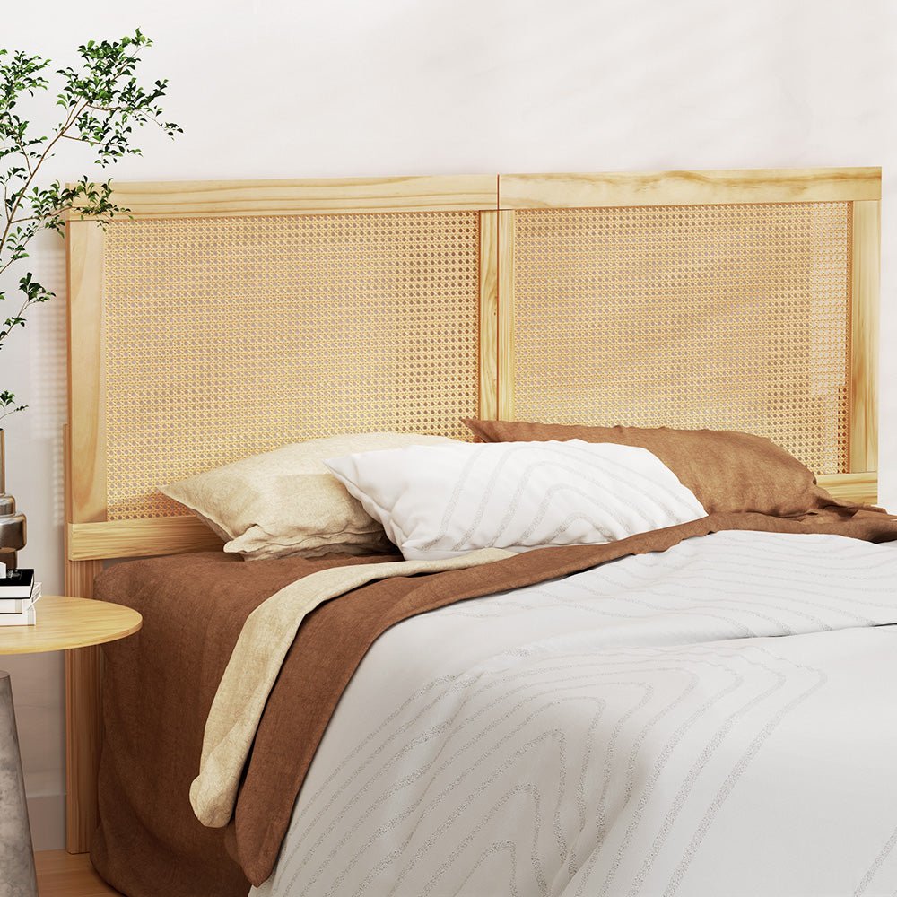 Bed Head Headboard Queen Rattan - RIBO Pine - Furniture > Bedroom > Beds & Bed Frames - Bedzy Australia