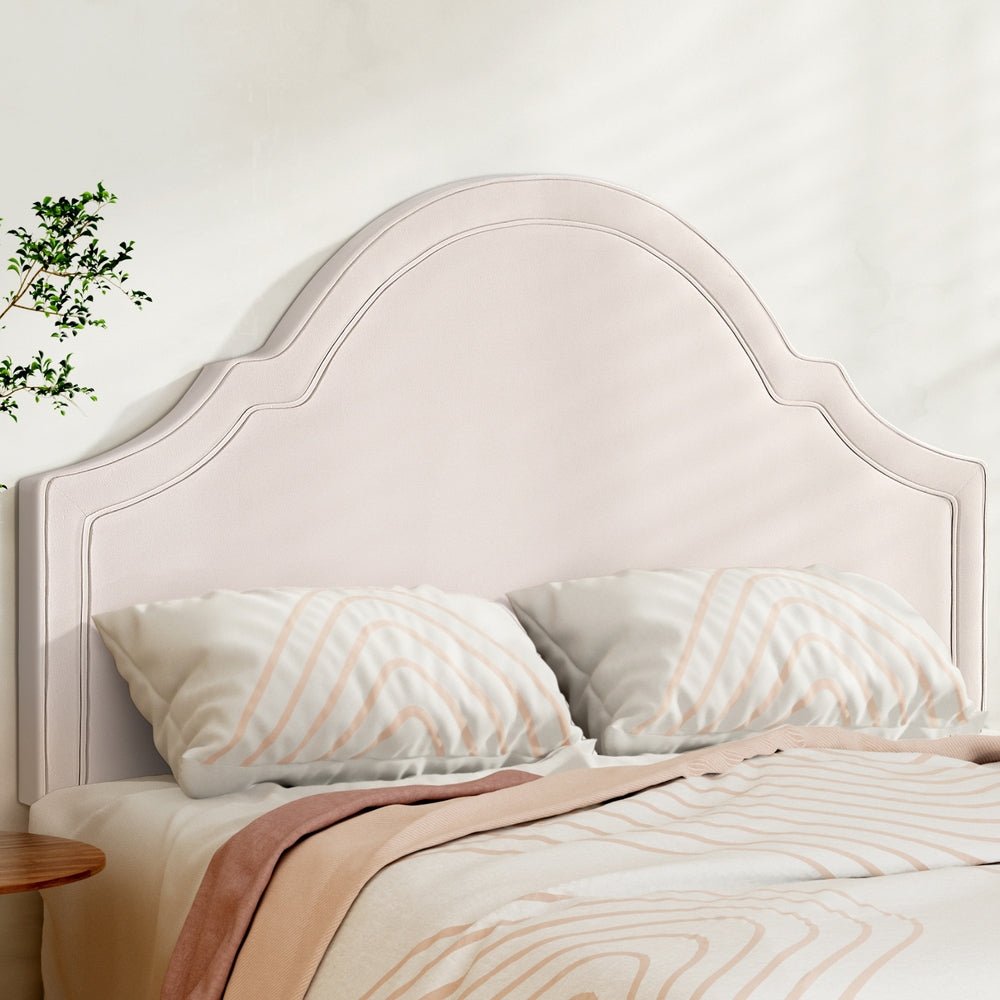 Bed Head Headboard Queen Velvet IRIS Beige - Furniture > Bedroom > Headboards - Bedzy Australia