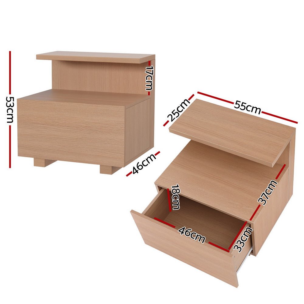 Bedside Table 1 Drawer - Pine - Furniture > Bedroom > Bedside Tables - Bedzy Australia