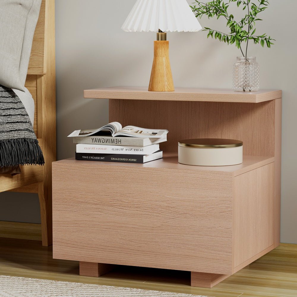 Bedside Table 1 Drawer - Pine - Furniture > Bedroom > Bedside Tables - Bedzy Australia