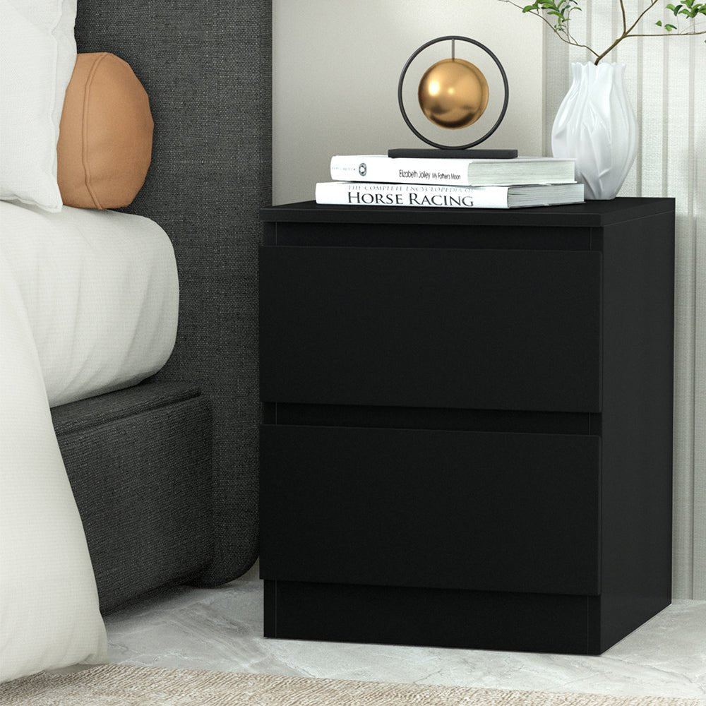 Bedside Table with 2 Drawers Black - Bedzy Australia