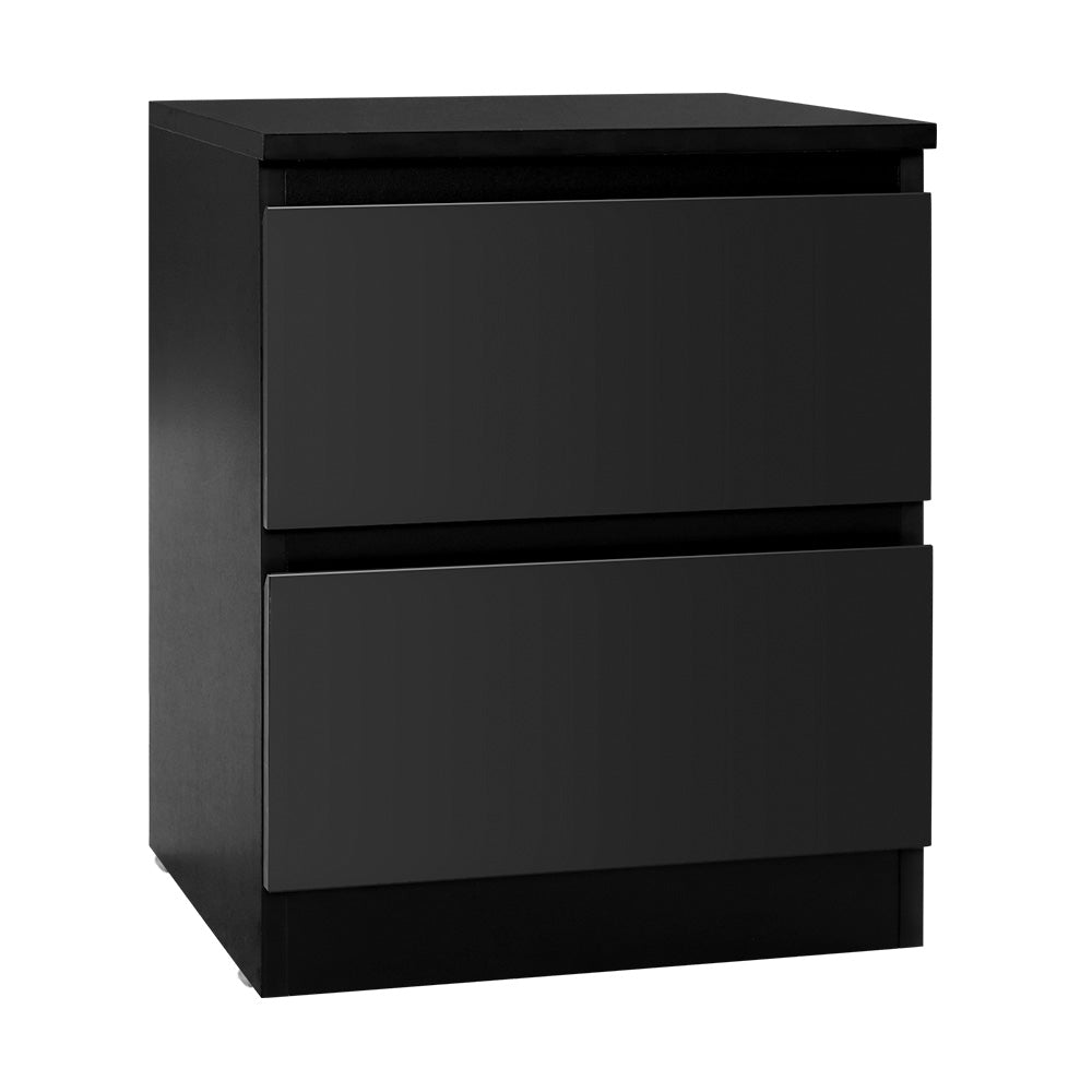 Bedside Table with 2 Drawers Black - Bedzy Australia