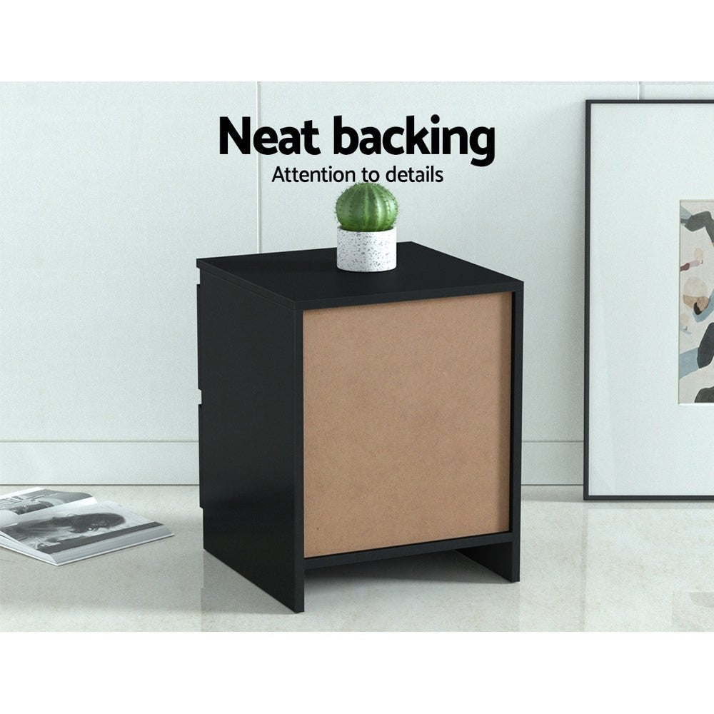 Bedside Table with 2 Drawers Black - Bedzy Australia