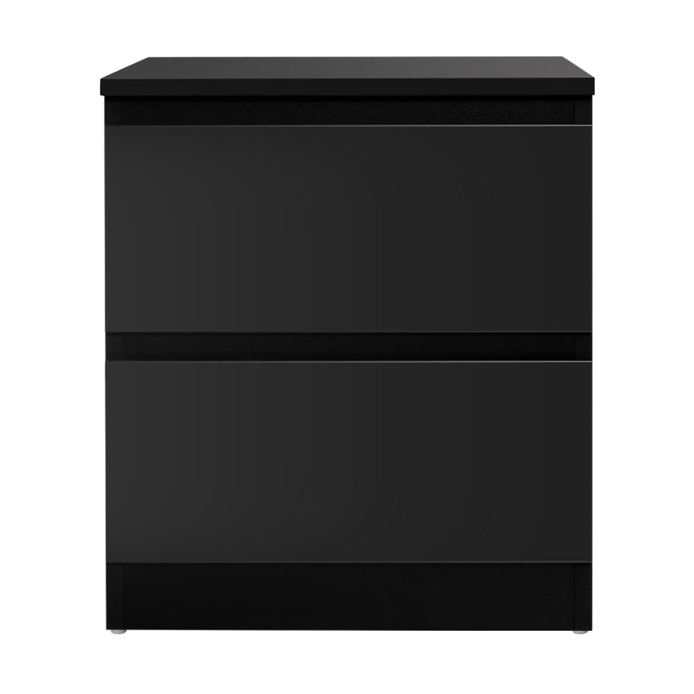 Bedside Table with 2 Drawers Black - Bedzy Australia