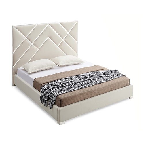 Bedzy Luxe Matrix King Bed Frame Beige - Furniture > Bedroom - Bedzy Australia