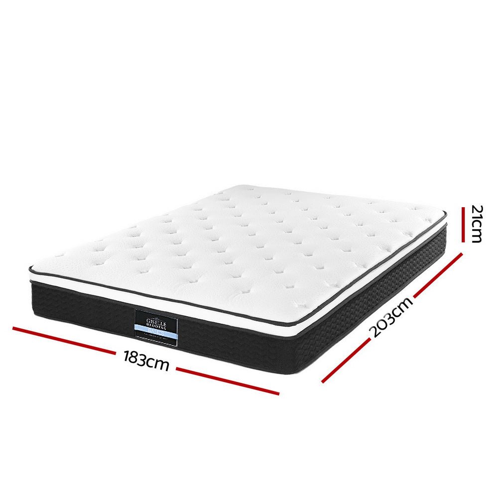 King Package | Bruno Minimalist Solid Pinewood Bed Frame & Bonita Pillow Top Mattress (Medium Firm)