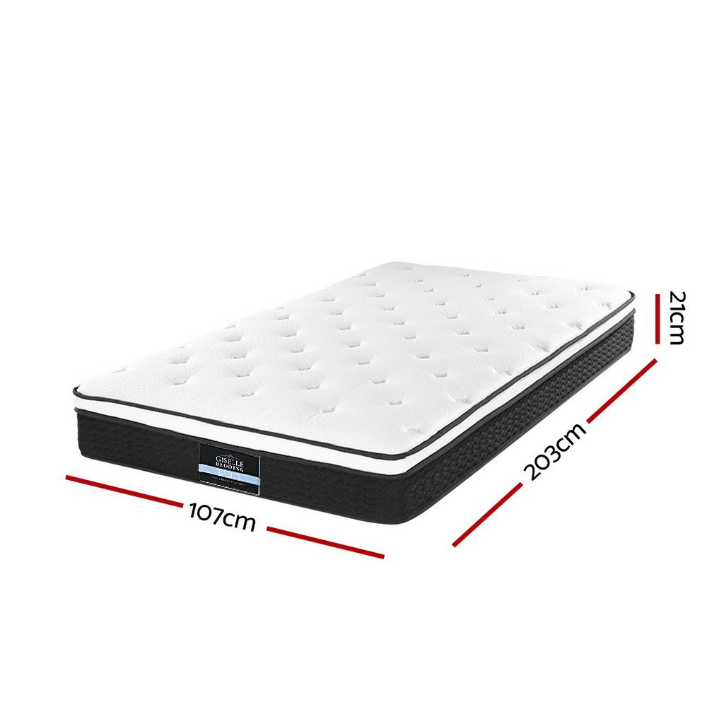 King Single Package | Norwood Modern Bed Frame Black & Bonita Euro Top Mattress (Medium Firm)