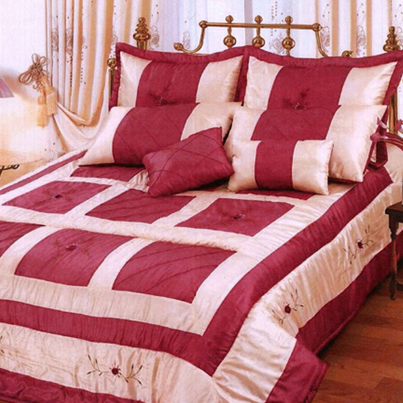 Burgundy 7 Pcs Comforter Set Queen - Home & Garden > Bathroom Accessories - Bedzy Australia
