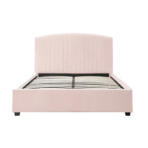 Camira Double Size Velvet Bed Frame Pink - Furniture > Bedroom > Beds & Bed Frames - Bedzy Australia