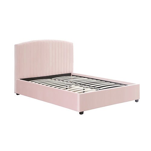 Camira Double Size Velvet Bed Frame Pink - Furniture > Bedroom > Beds & Bed Frames - Bedzy Australia