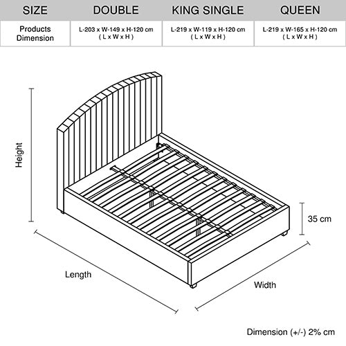 Camira Double Size Velvet Bed Frame Pink - Furniture > Bedroom > Beds & Bed Frames - Bedzy Australia