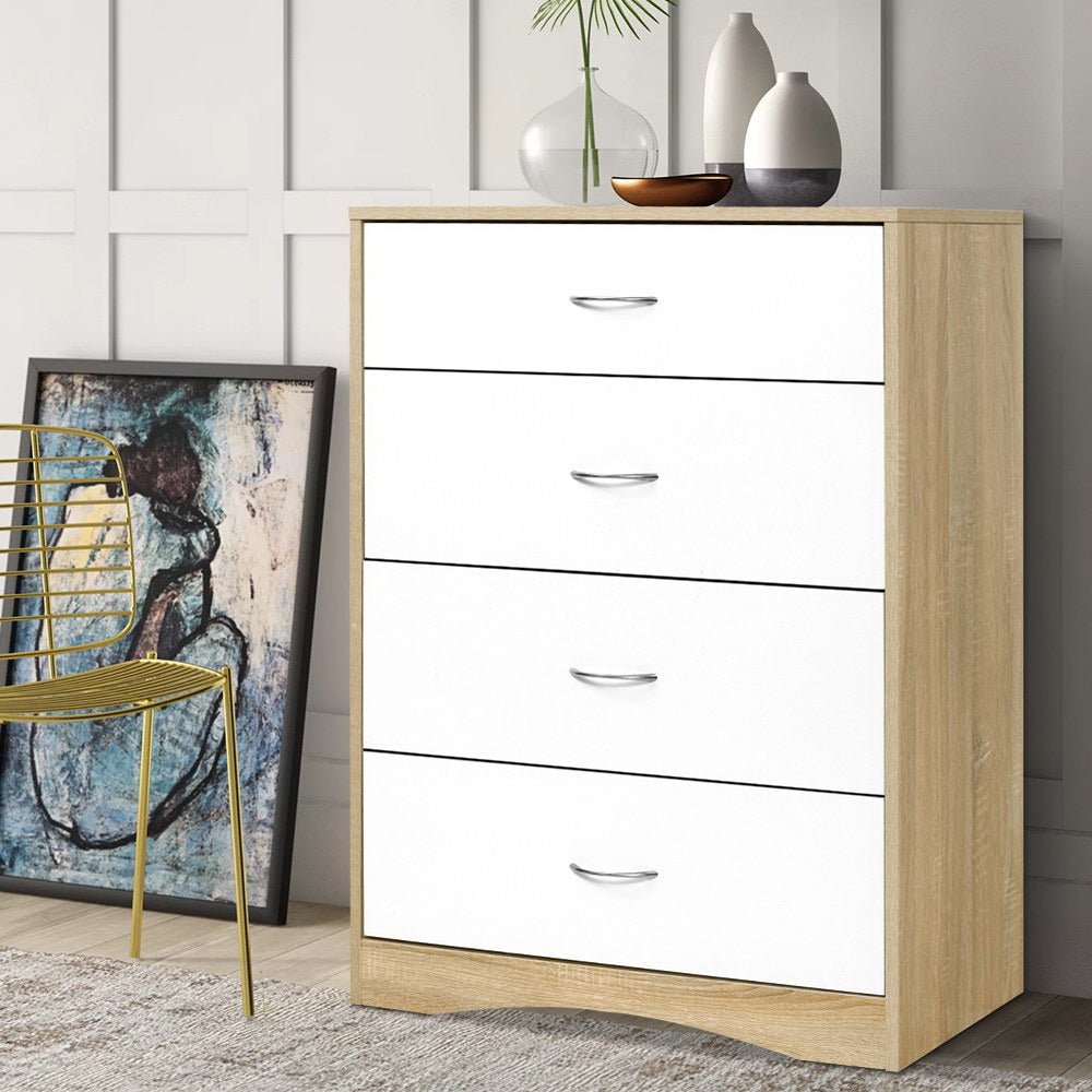 Chest of 4 Drawers Tallboy Dresser - Bedzy Australia