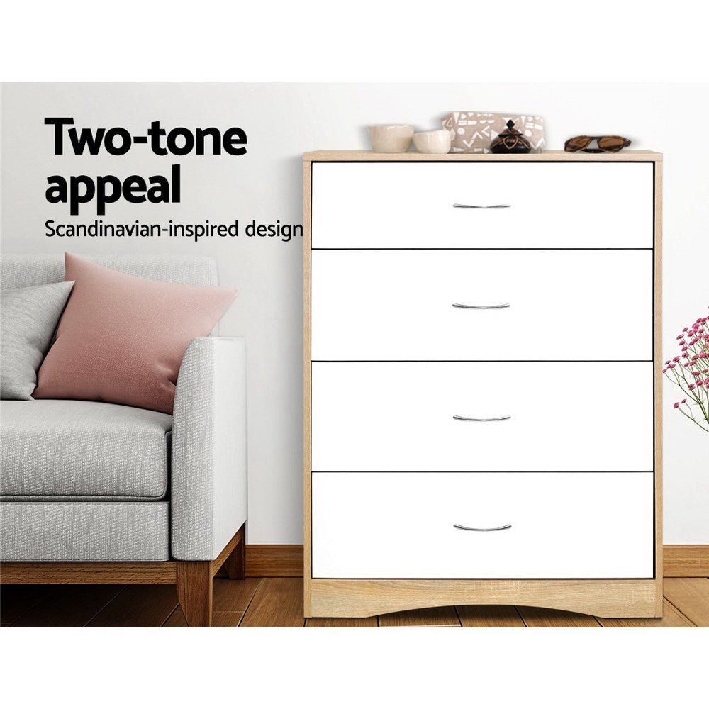 Chest of 4 Drawers Tallboy Dresser - Bedzy Australia