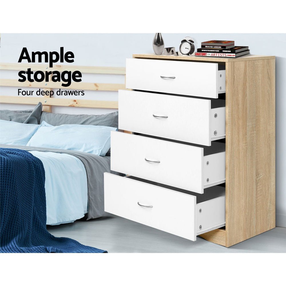 Chest of 4 Drawers Tallboy Dresser - Bedzy Australia