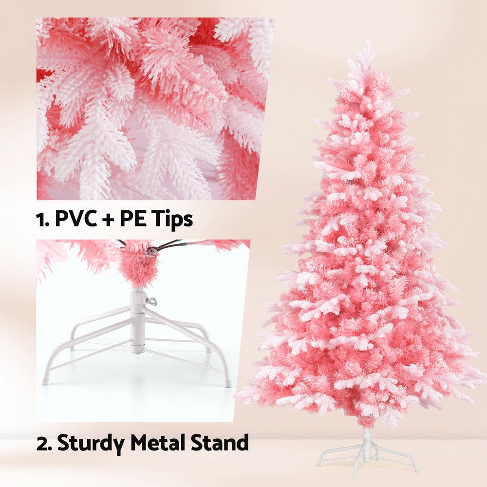 Christmas Tree 1.8m Pink Xmas Tree Snowy Party Decor 810 Tips - Occasions > Christmas > Christmas Trees - Bedzy Australia