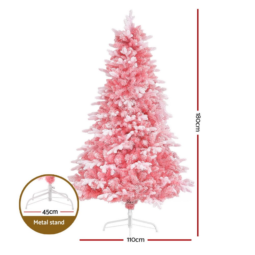 Christmas Tree 1.8m Pink Xmas Tree Snowy Party Decor 810 Tips - Occasions > Christmas > Christmas Trees - Bedzy Australia