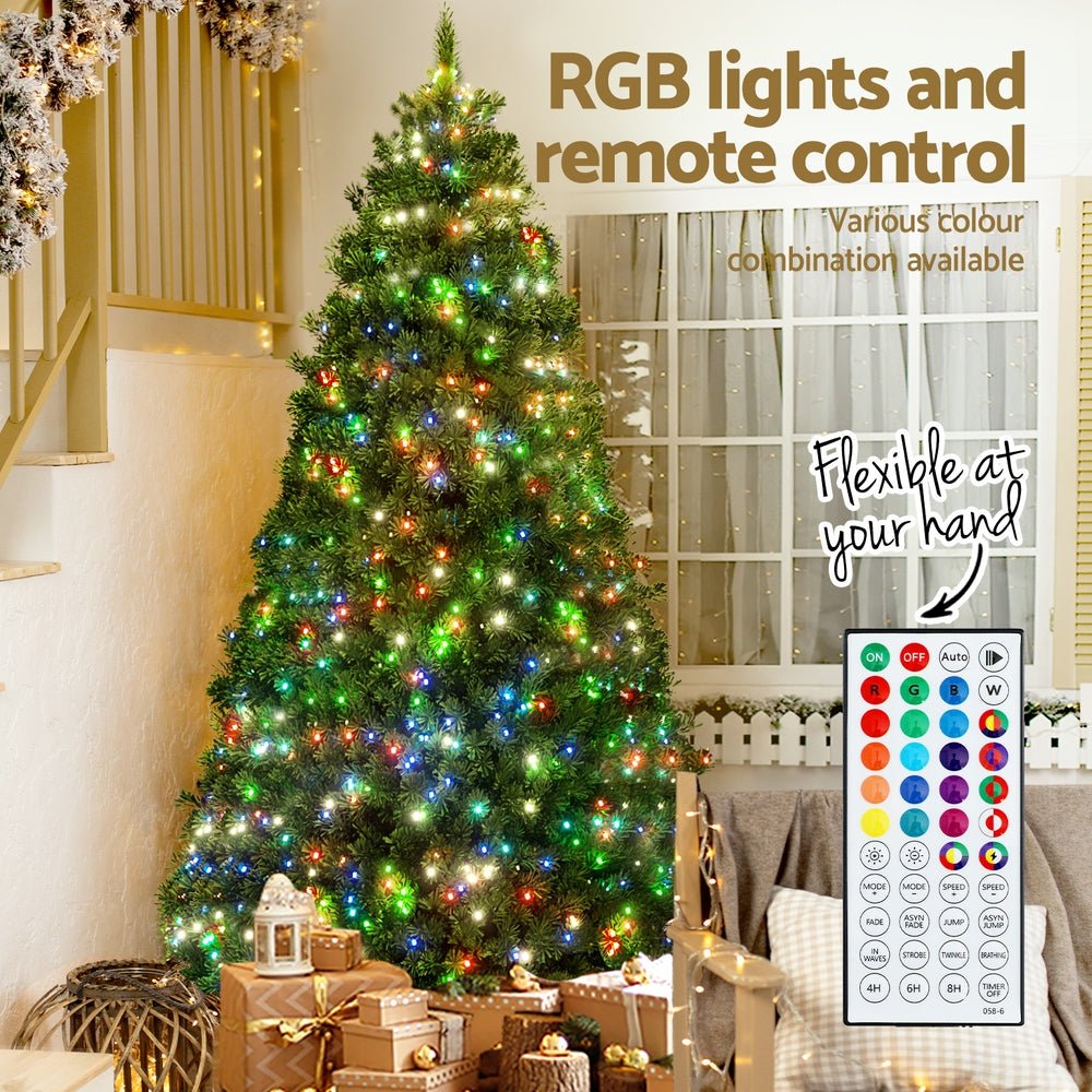 Christmas Tree 1.8m RGB Remote LED Tree Party Decoration 890 Tips - Occasions > Christmas > Christmas Trees - Bedzy Australia