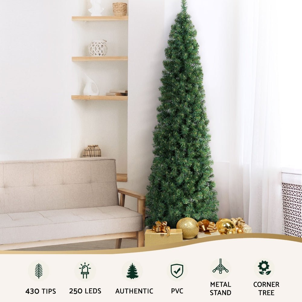 Christmas Tree 2.1M Corner Xmas Tree Party Decorations 430 Tips - Occasions > Christmas > Christmas Trees - Bedzy Australia