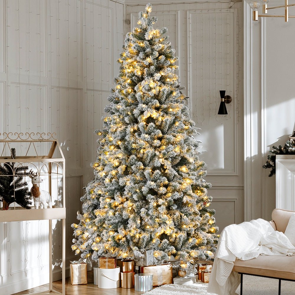 Christmas Tree 2.1m Snow Flocked LED Xmas Decoration 8 Light Modes - Occasions > Christmas > Christmas Trees - Bedzy Australia