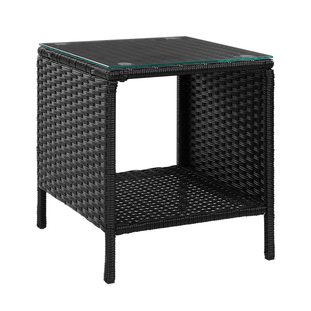 Coffee Side Table Wicker Desk Rattan Outdoor Furniture Garden Black - Furniture > Outdoor - Bedzy Australia