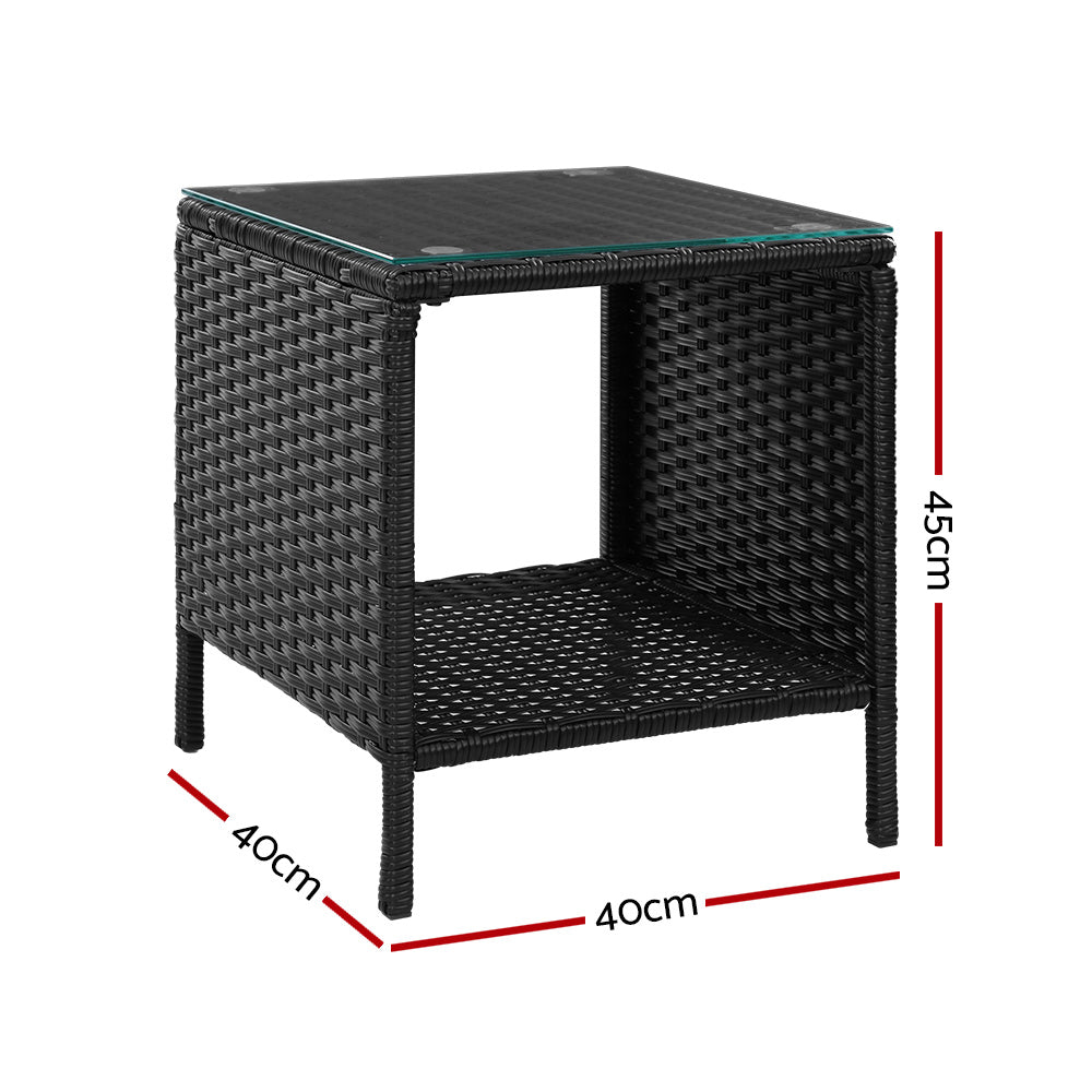 Coffee Side Table Wicker Desk Rattan Outdoor Furniture Garden Black - Furniture > Outdoor - Bedzy Australia