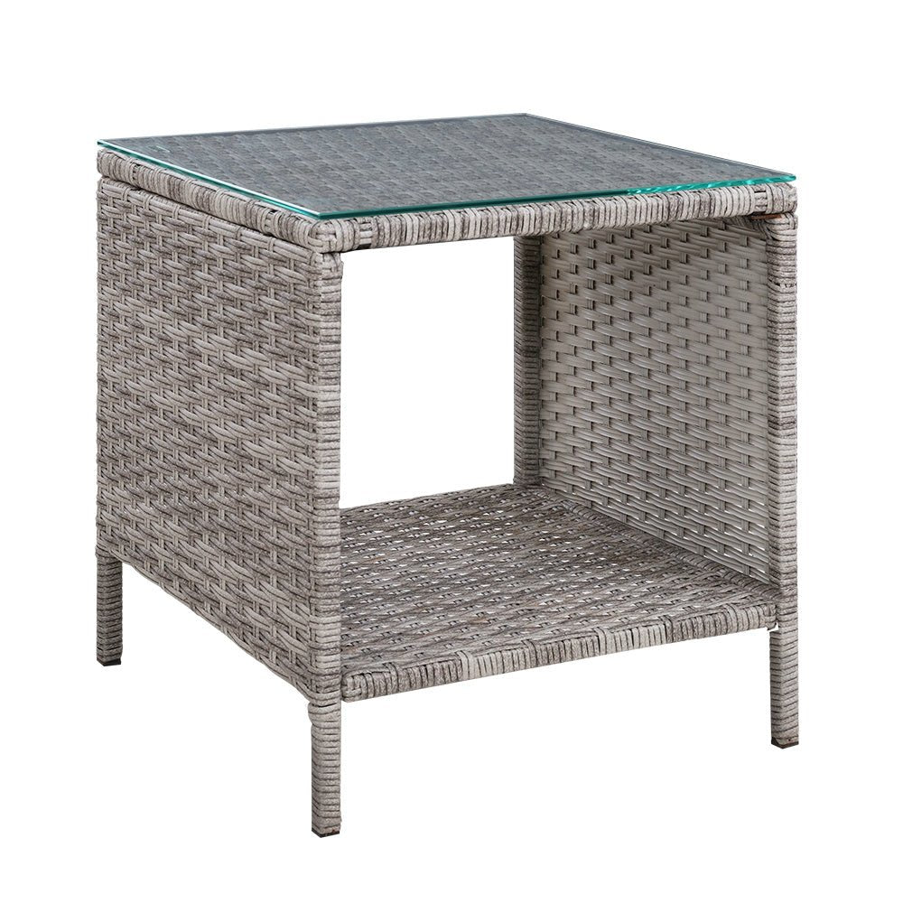 Coffee Side Table Wicker Desk Rattan Outdoor Furniture Garden Grey - Furniture > Outdoor - Bedzy Australia