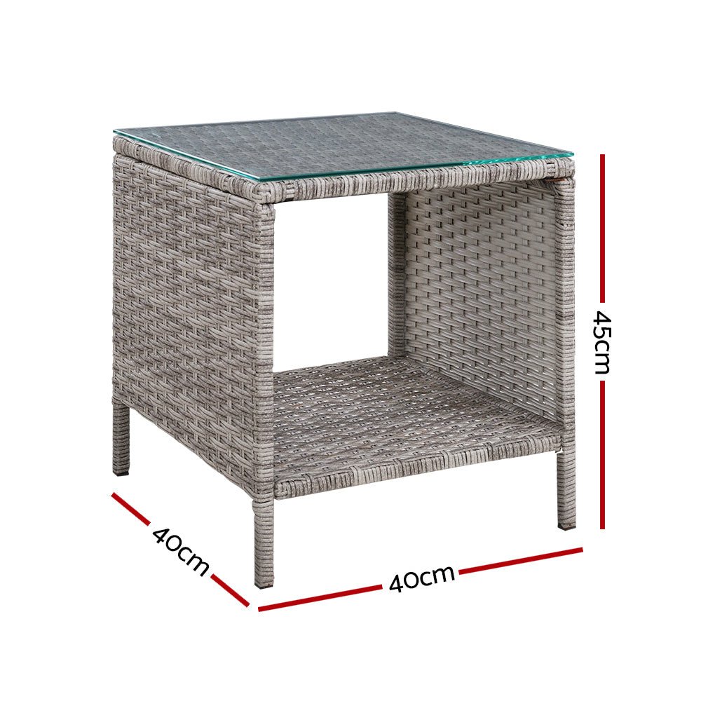 Coffee Side Table Wicker Desk Rattan Outdoor Furniture Garden Grey - Furniture > Outdoor - Bedzy Australia