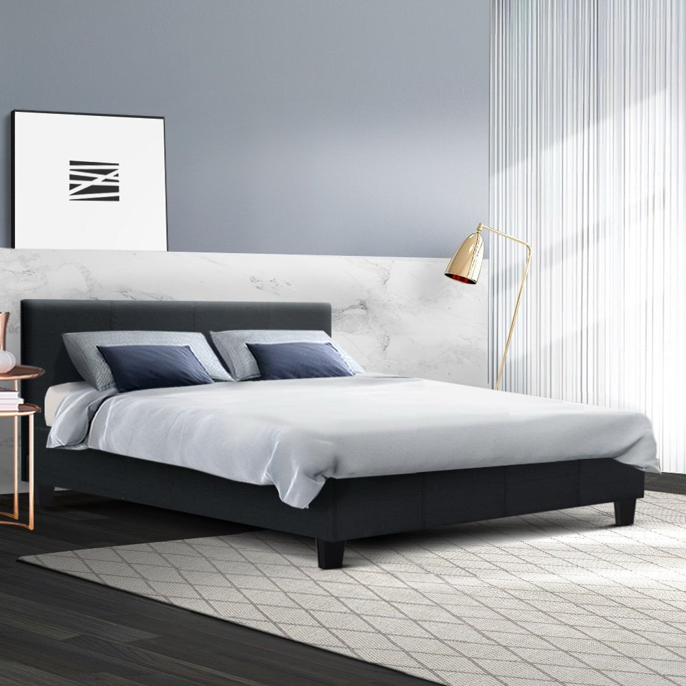 Coogee Queen Bed Base Charcoal - Bedzy Australia