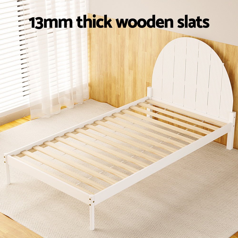 Daly King Single Wooden Bed Frame White - Furniture > Bedroom - Bedzy Australia