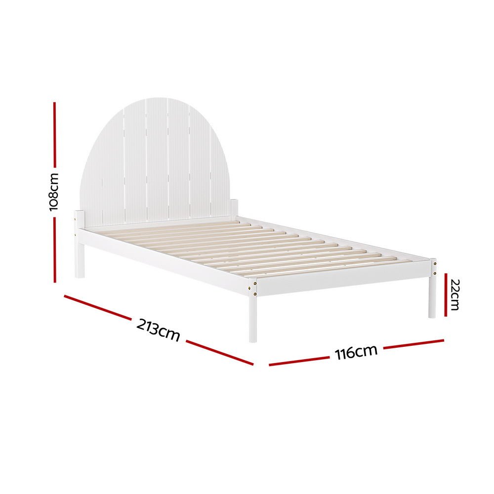 Daly King Single Wooden Bed Frame White - Furniture > Bedroom - Bedzy Australia