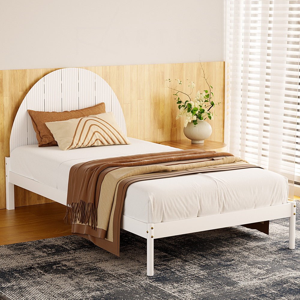 Daly King Single Wooden Bed Frame White - Furniture > Bedroom - Bedzy Australia