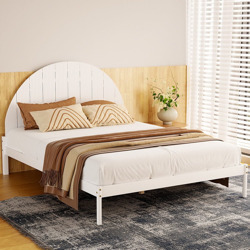 Daly Queen Wooden Bed Frame White - Furniture > Bedroom - Bedzy Australia