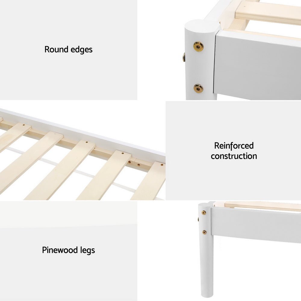 Daly Queen Wooden Bed Frame White - Furniture > Bedroom - Bedzy Australia