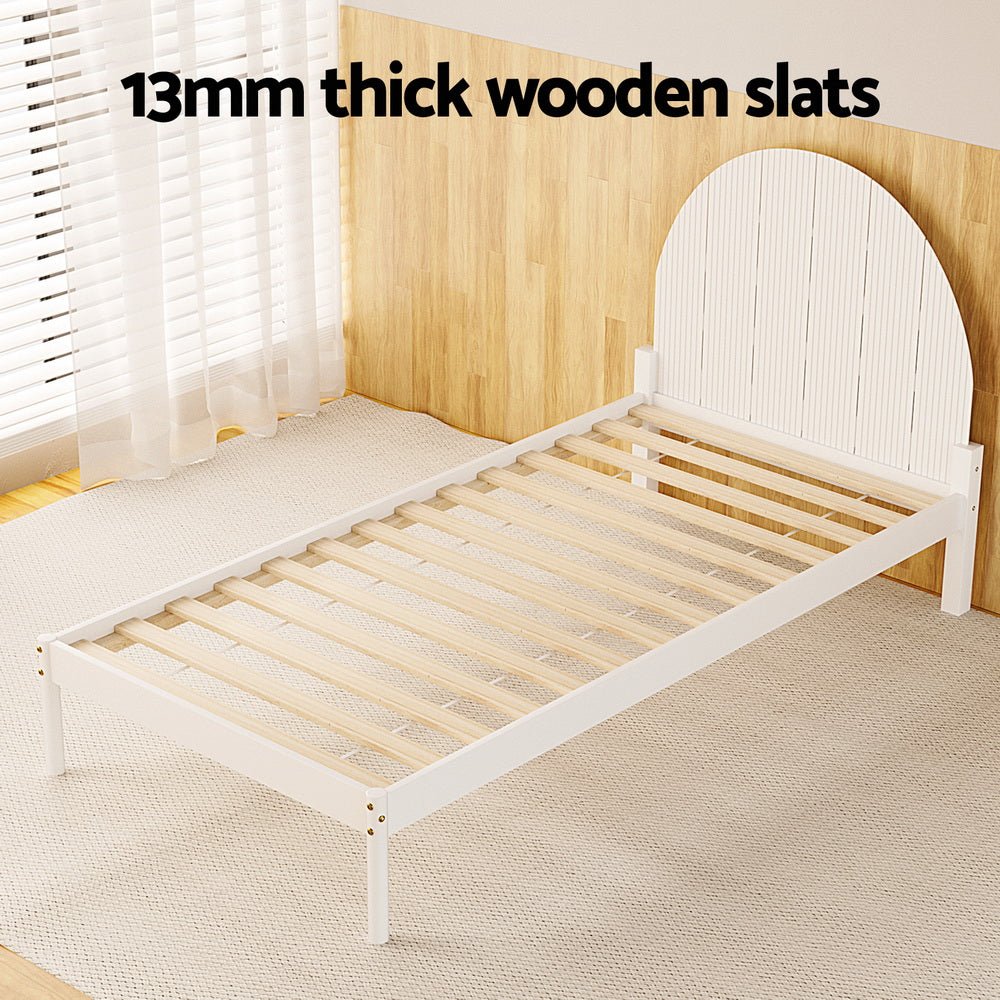 Daly Single Wooden Bed Frame White - Furniture > Bedroom - Bedzy Australia