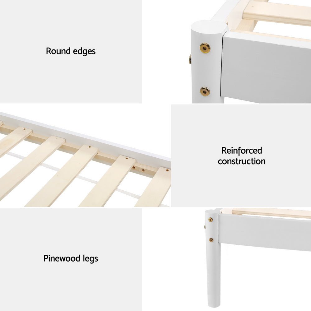 Daly Single Wooden Bed Frame White - Furniture > Bedroom - Bedzy Australia