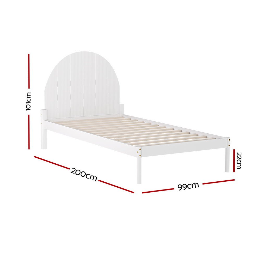 Daly Single Wooden Bed Frame White - Furniture > Bedroom - Bedzy Australia