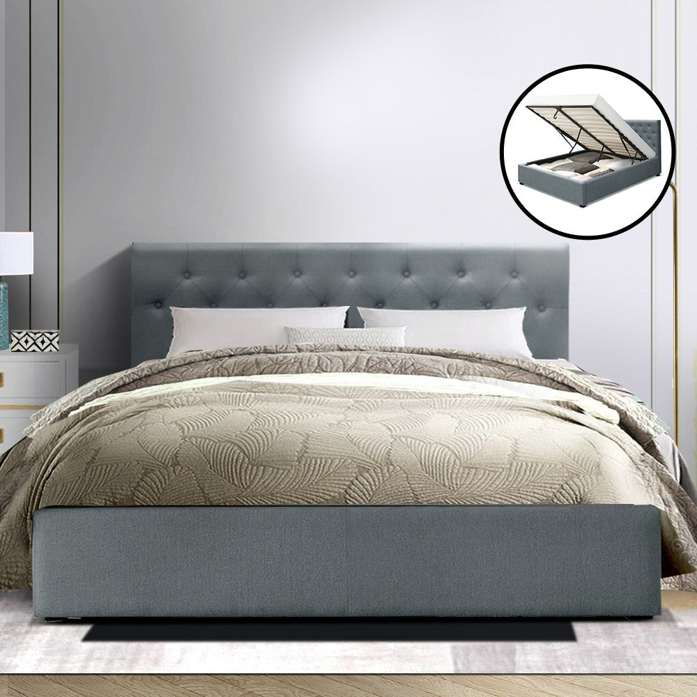 Dorilla Storage Queen Bed Frame Grey - Bedzy Australia