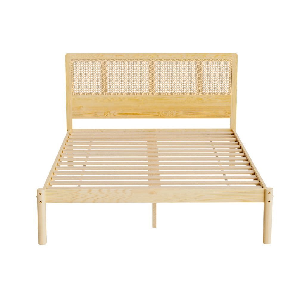 Double Package | Rita Rattan Wooden Bed Frame Pine & Bonita Pillow Top Mattress (Medium Firm) - Baby & Kids > Kid's Furniture > Kid's Beds & Bed Frames - Bedzy Australia