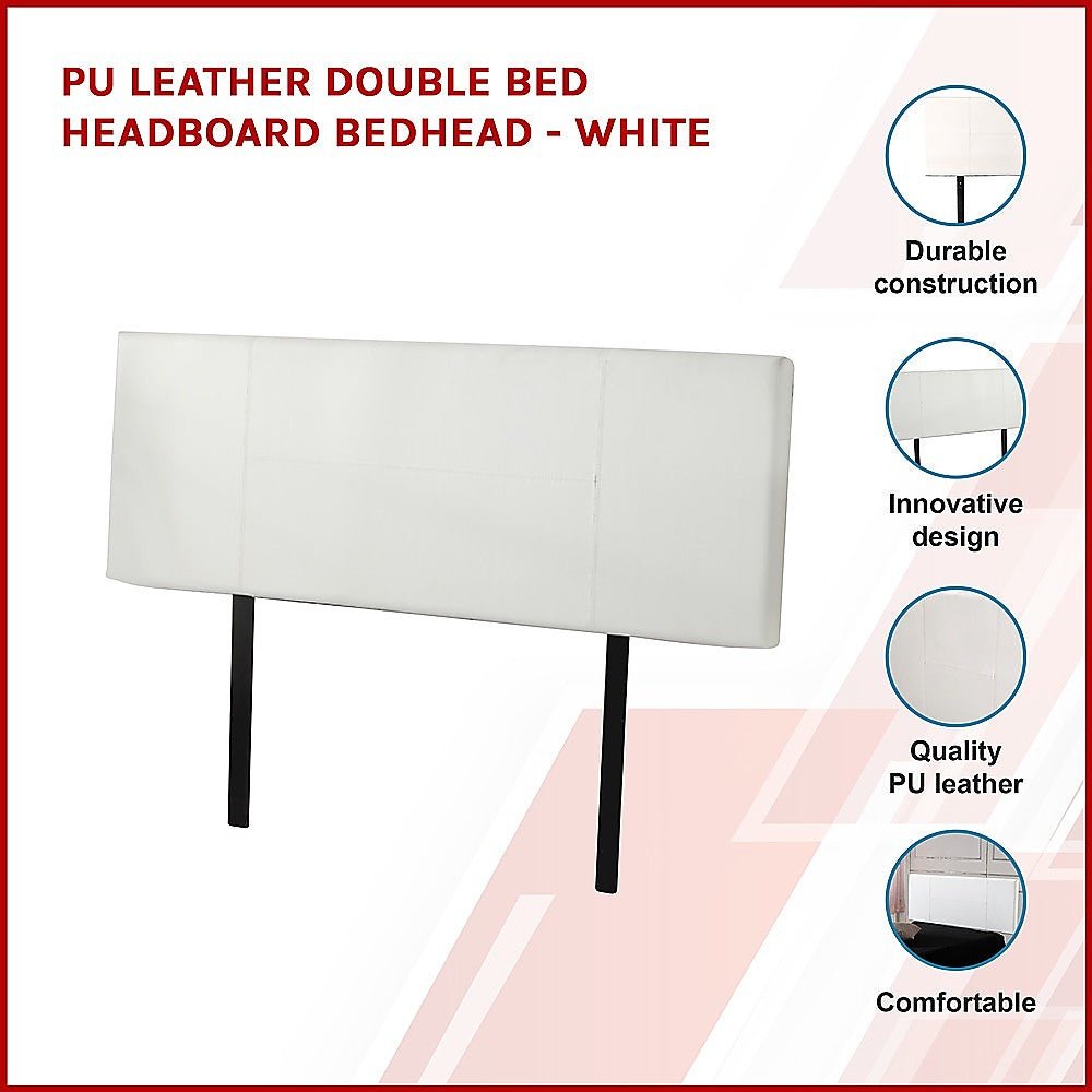 Double Size | PU Leather Bed Headboard Bedhead (White) - Bedzy Australia