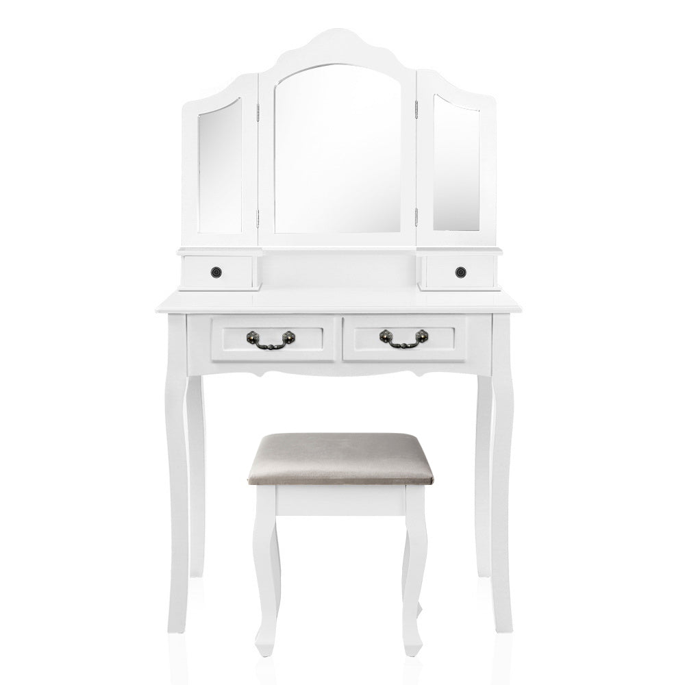 Dressing Table with Mirror - White - Bedzy Australia